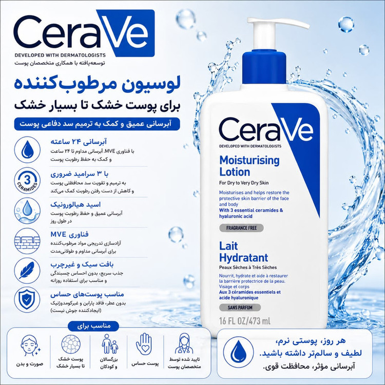 لوسیون آبرسان پوست سراوی مدل LAIT Hydratant مناسب پوست خشک و نرمال حجم 473 میلی لیتر